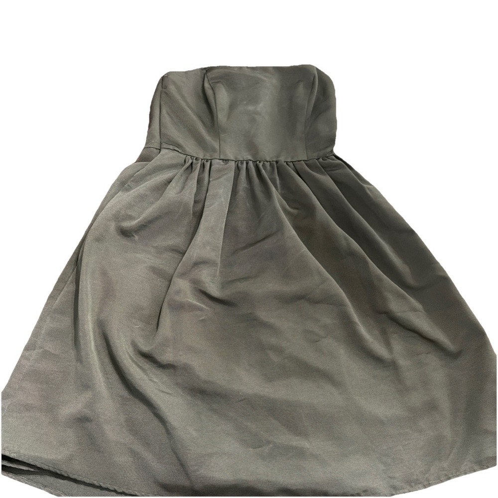 Davids Bridal Strapless Dress Olive Green Size 6 Cocktail Dress